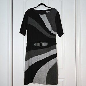 Laura Plus Grey & Black Jersey Knit Dress | Size 18 | Elbow Length Sleeve